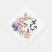Serviette En Papier Fleurs de cerisiers et oiseaux (Coin)