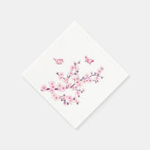 Serviette En Papier Fleurs de cerisiers Floral rose blanc (Coin)