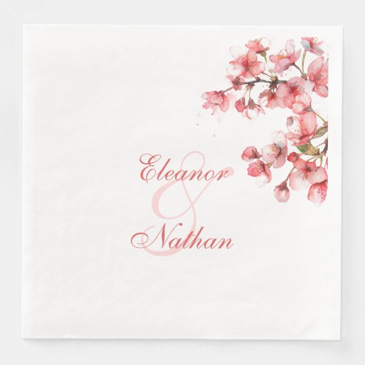 Serviette En Papier Fleurs de cerisiers Mariage de printemps (Devant)