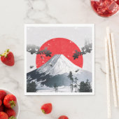 Serviette En Papier Fleurs de cerisiers Mont Fuji Japon (En situation)