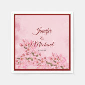 Serviette En Papier Fleurs de cerisiers roses Mariage de printemps (Devant)