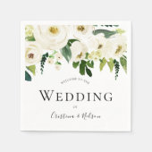 Serviette En Papier Fleurs de Champagne Blanc Réception de mariage mod (Devant)