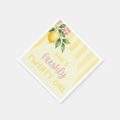 Serviette En Papier Fleurs de Citron Frais Jaune Rayures 21e Anniversa (Coin)