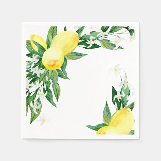 Serviette En Papier Fleurs de citron verdure papier chic pour fête (Devant)