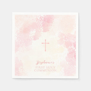 Serviette En Papier Fleurs de communion Aquarelles roses