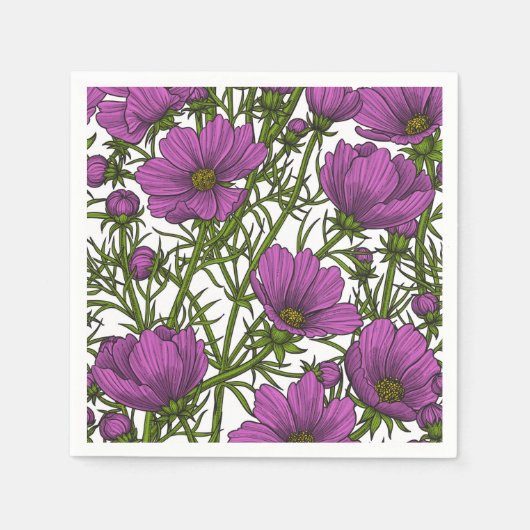 Serviette En Papier Fleurs de cosmos violet (Devant)