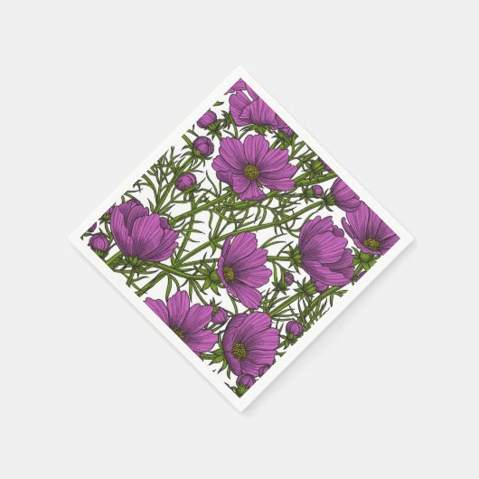 Serviette En Papier Fleurs de cosmos violet (Coin)