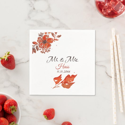 Serviette En Papier Fleurs de coucher de soleil (En situation)