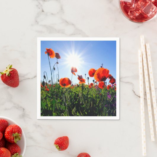 Serviette En Papier Fleurs de crapets rouges sauvages (En situation)