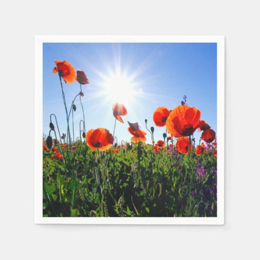 Serviette En Papier Fleurs de crapets rouges sauvages (Devant)