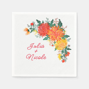 Serviette En Papier Fleurs de Dahlia de printemps jaune orange pastel