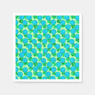Serviette En Papier Fleurs de dahlia en bleu turquoise et vert