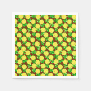 Serviette En Papier Fleurs de dahlia jaunes et chocolat