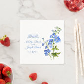 Serviette En Papier Fleurs de Delphinium bleu aquarelle art mariage (En situation)