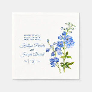 Serviette En Papier Fleurs de Delphinium bleu aquarelle art mariage