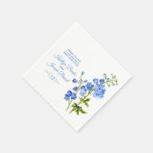Serviette En Papier Fleurs de Delphinium bleu aquarelle art mariage (Coin)