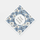 Serviette En Papier Fleurs de Denim Bleu Blanc Anniversaire (Coin)