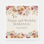 Serviette En Papier Fleurs de feuillage d'automne ivoire fête d'annive (Devant)