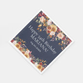 Serviette En Papier Fleurs de feuillage d'automne Marine Blue Annivers (Coin)
