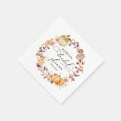 Serviette En Papier Fleurs de feuilles d'automne Citrouille de mariage (Coin)