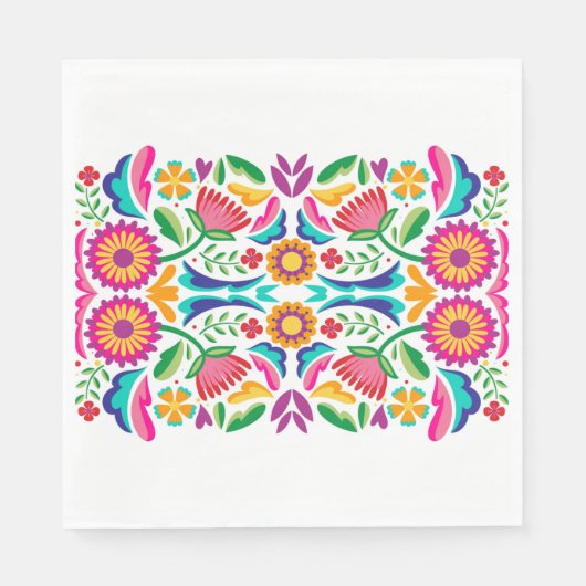 Serviette En Papier Fleurs de Fiesta Colorées (Devant)