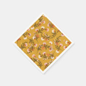 Serviette En Papier Fleurs de fond jaune (Coin)