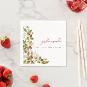 Serviette En Papier Fleurs de fraises rouges sucrées Mariage (En situation)