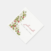 Serviette En Papier Fleurs de fraises rouges sucrées Mariage (Coin)