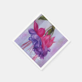 SERVIETTE EN PAPIER FLEURS DE FUSCHIE ROSE ET PURPLE (Coin)