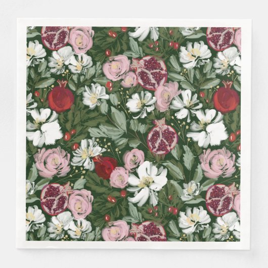 Serviette En Papier Fleurs de grenade (Devant)