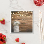 Serviette En Papier Fleurs de Gypsophile dans un pot Mason rustique & (En situation)