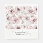 Serviette En Papier Fleurs de Hibiscus Rose Mariage (Devant)