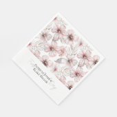 Serviette En Papier Fleurs de Hibiscus Rose Mariage (Coin)