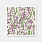 Serviette En Papier Fleurs de Hyacinth rose sur blanc naturel (Devant)