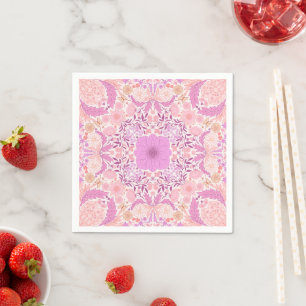 Serviette En Papier Fleurs de jardin rétro en rose