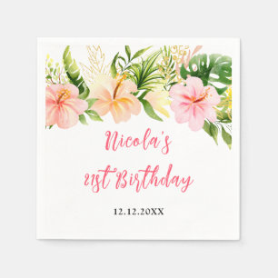 Serviette En Papier Fleurs de Jungle Tropicale Anniversaire