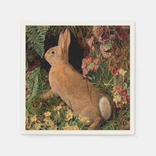 Serviette En Papier Fleurs de lapin nain fougères bois vintage printem