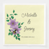 Serviette En Papier Fleurs de lavande de bourdon Jaune (Devant)