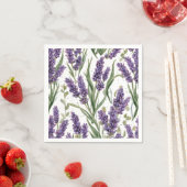 Serviette En Papier Fleurs de Lavande Violette Aquarelle Botanique (En situation)