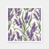 Serviette En Papier Fleurs de Lavande Violette Aquarelle Botanique (Devant)