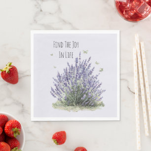 Serviette En Papier Fleurs de Lavande Violette Papillons de Menthe Joi