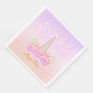 Serviette En Papier Fleurs de licorne & étoiles