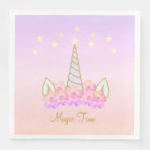 Serviette En Papier Fleurs de licorne & Étoiles (Devant)