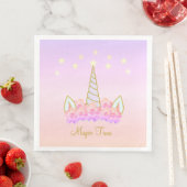 Serviette En Papier Fleurs de licorne & Étoiles (En situation)