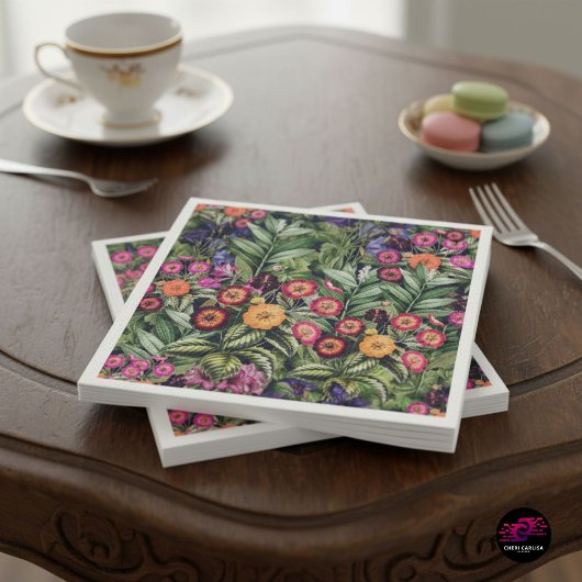 Serviette En Papier Fleurs de l'île rose prairie