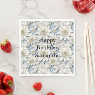 Serviette En Papier Fleurs de Lotus Bleues Blances