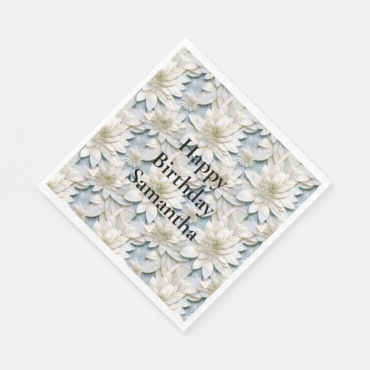 Serviette En Papier Fleurs de Lotus Bleues Blances (Coin)