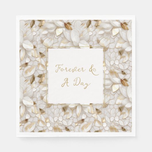 Serviette En Papier Fleurs de lotus en or blanc (Devant)