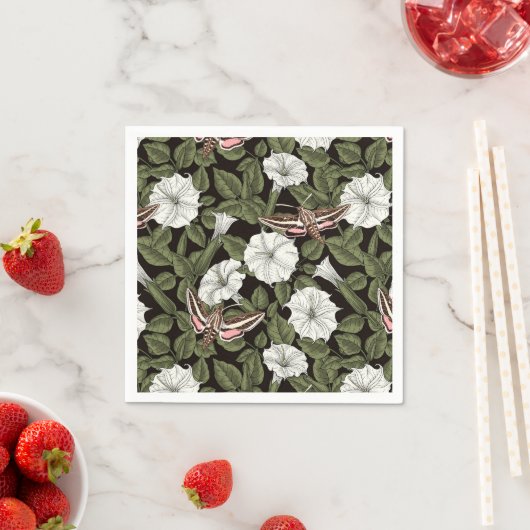 Serviette En Papier Fleurs de lune et sphinx Mois (En situation)