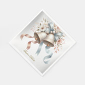 Serviette En Papier Fleurs de mariage cloches Rubans bleu rose Beau (Coin)